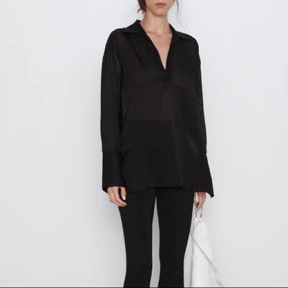 Zara Blouse with Cuffed Sleeves  & Side Slits - Picture 9 of 9